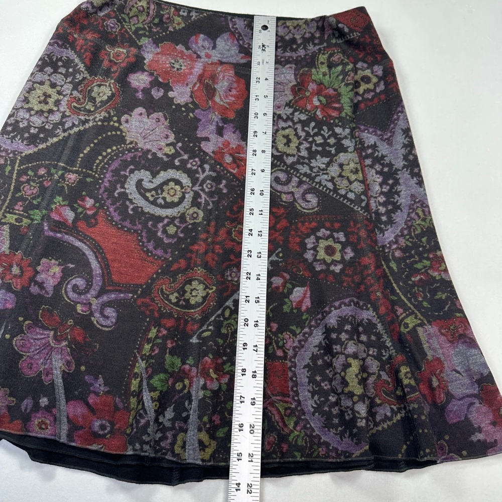 Vintage Artsy Wool Reversible Skirt M/L Black Paisley Boutique Eclectic Boho Y2K - Picture 4 of 7